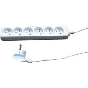 Netzkabel 23 verlängerbar, CEE7 (Stecker)-Steckdose 6X, 5m, VDE approved, weiss